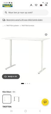 Verkocht| Ikea Trotten zit/sta bureau (handmatig in hoogte verstelbaar)
