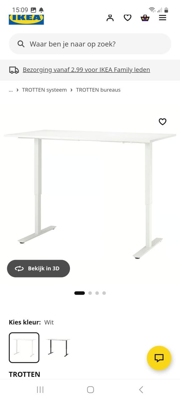 Ikea Trotten zit/sta bureau (handmatig in hoogte verstelbaar)