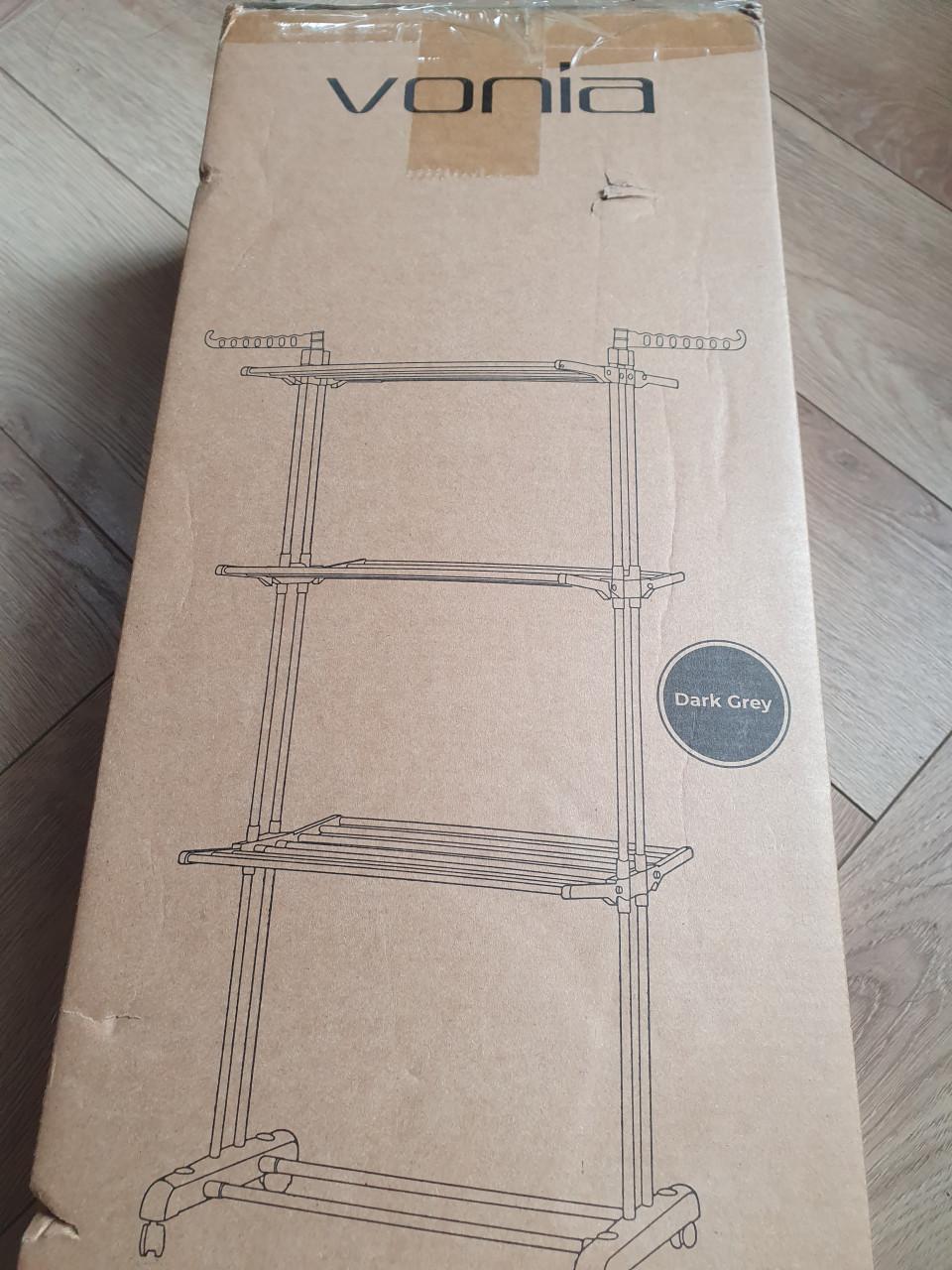 Vonia droogtoren droogrek 3-lagen nieuw in doos| donkergrijs