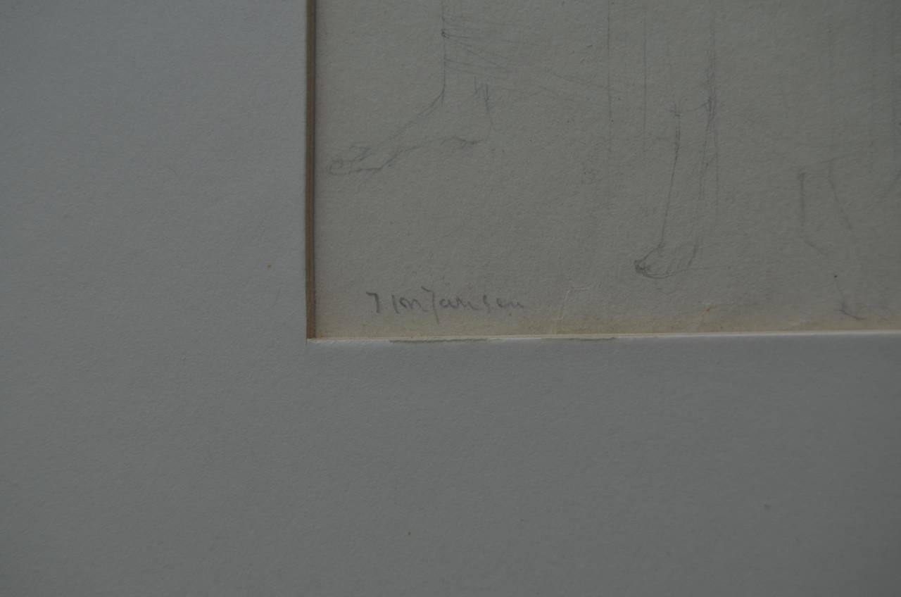 Ets/grafiek uitgemergelde mensen gesig. Jansen + 2 schetsen