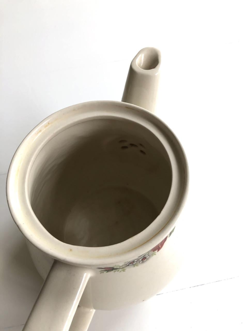 Lief origineel Douwe Egberts thee/koffiepotje met bloemenrand