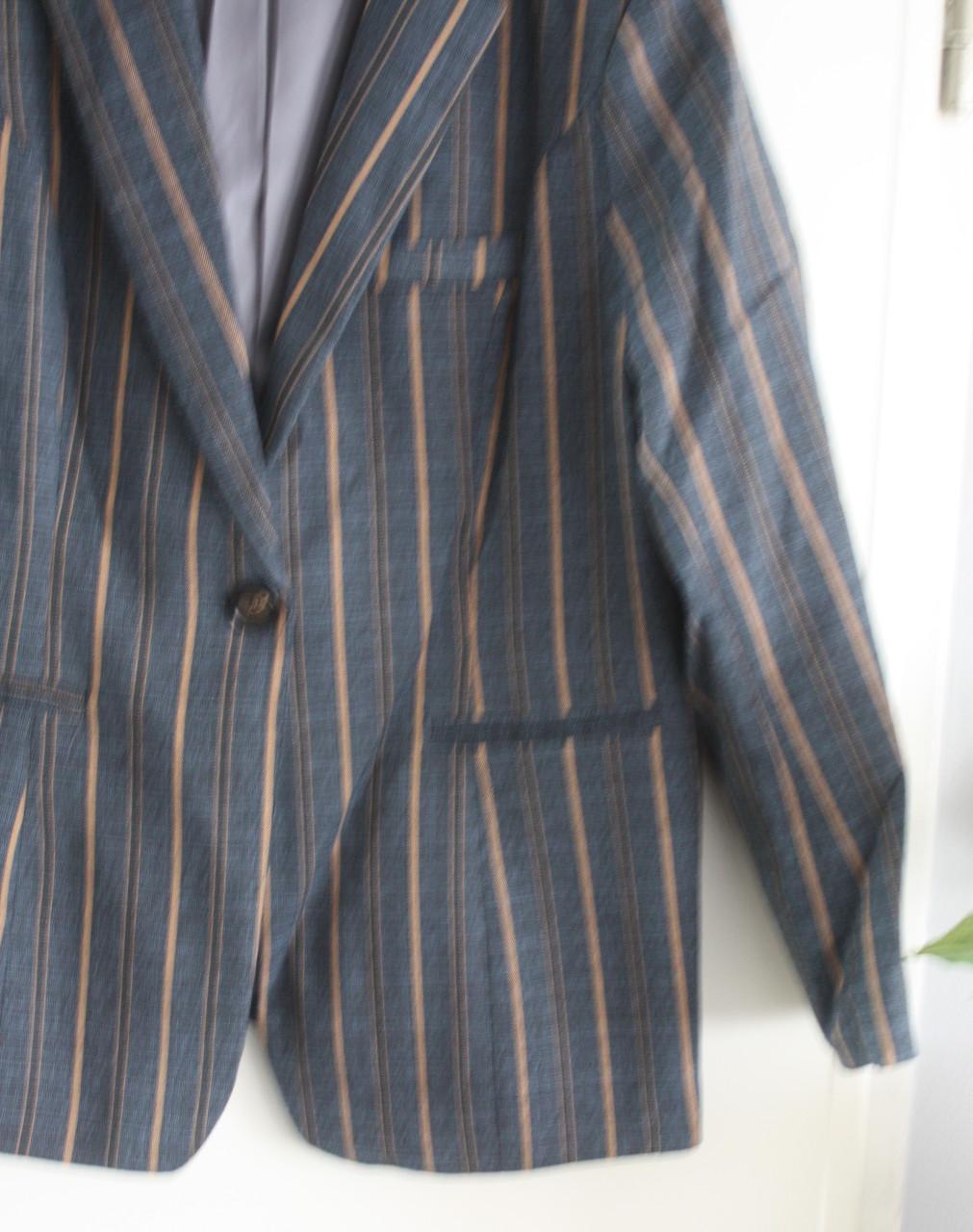 Blauw bruin gestreepte blazer maat l