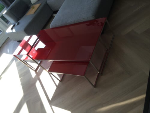 T.E.A.B. Glazen salon tafel + bijzet tafels