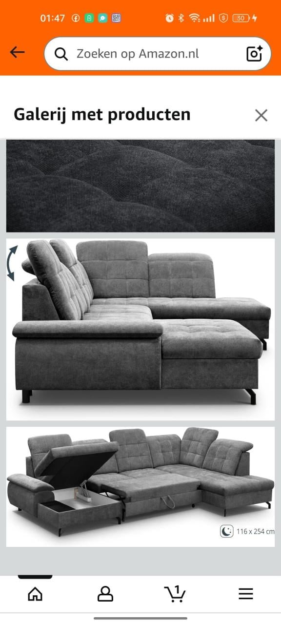 Hoekbank donker grijs