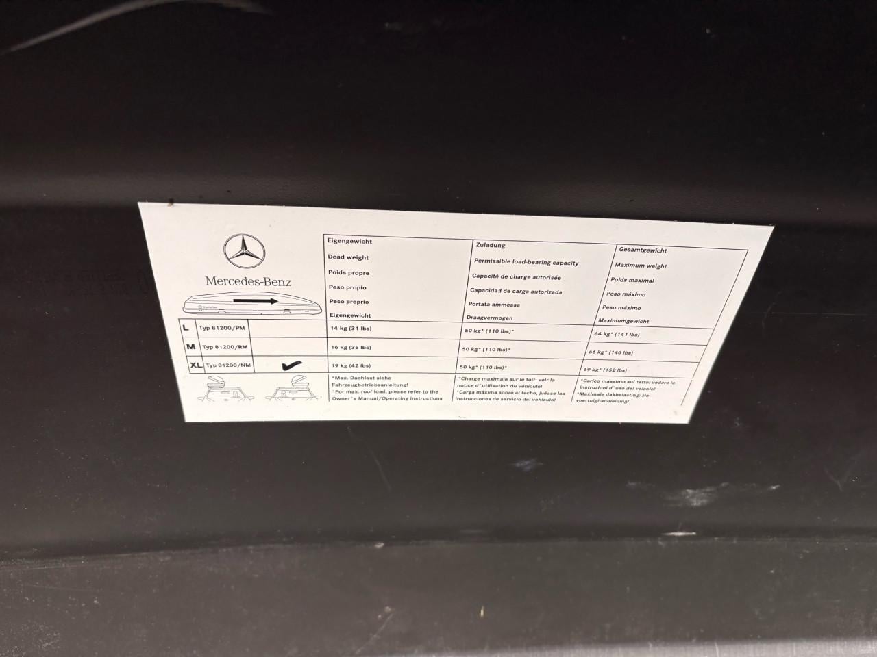 Mercedes dakkoffer maat xl