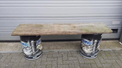 Tuintafel 1x2m TAFEL & eiken-blad met 2x Olievat