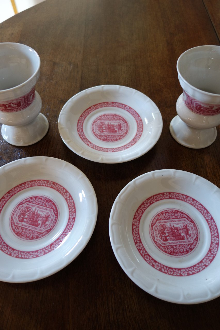 2 Rüdesheimer Kaffee bekers + 3 schotels Heinrich porselein Asbach Uralt