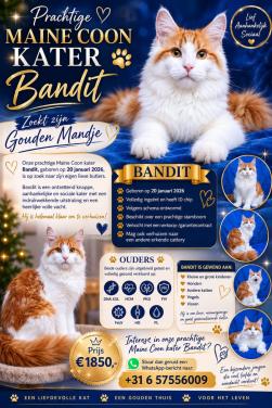 Prachtig maine coon katertje met stamboom