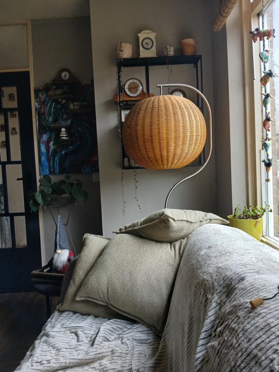 Vintage lampen riet of pegels