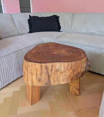 Massief houten boomstam (salon) tafel (Zwaar!)