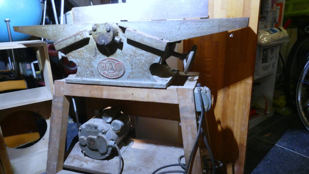 Schaafbank MAB HOLLAND, vlakbank; 60's, werkend, 220V. Restauratie object.!