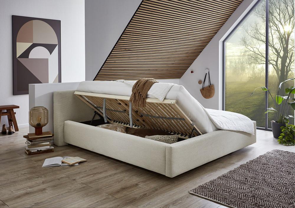 Tweepersoons modern bed Claudia met 2 bodems en opbergruimte