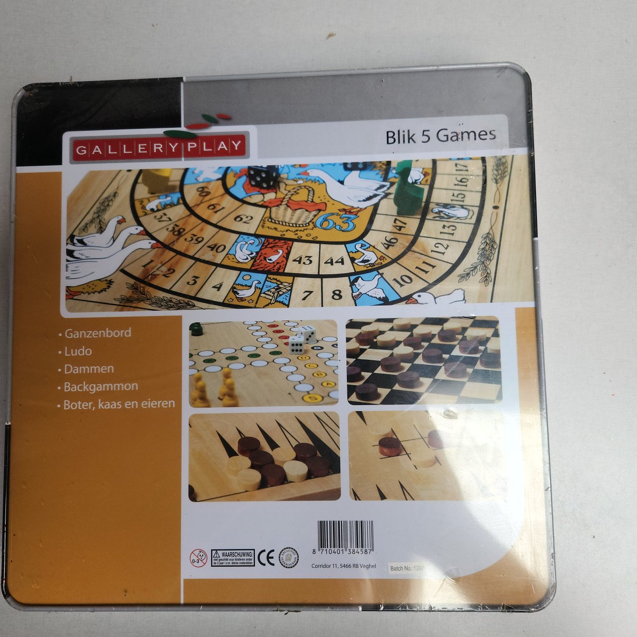 Ganzenbord, ludo, Dammen, Backgammon, boter kaas en eieren