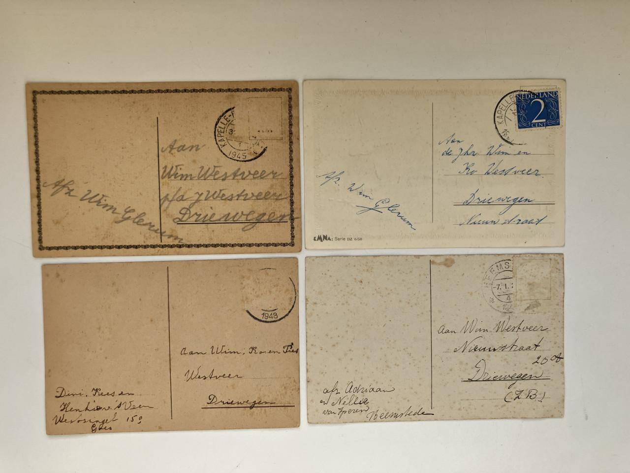 Nieuwjaarskaart 4st ca. 1940-1950