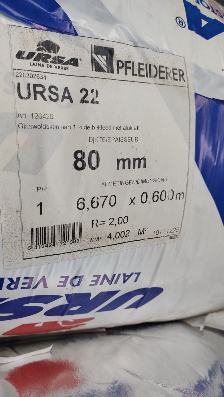 Ursa glaswoldeken 80 mm 28 rol