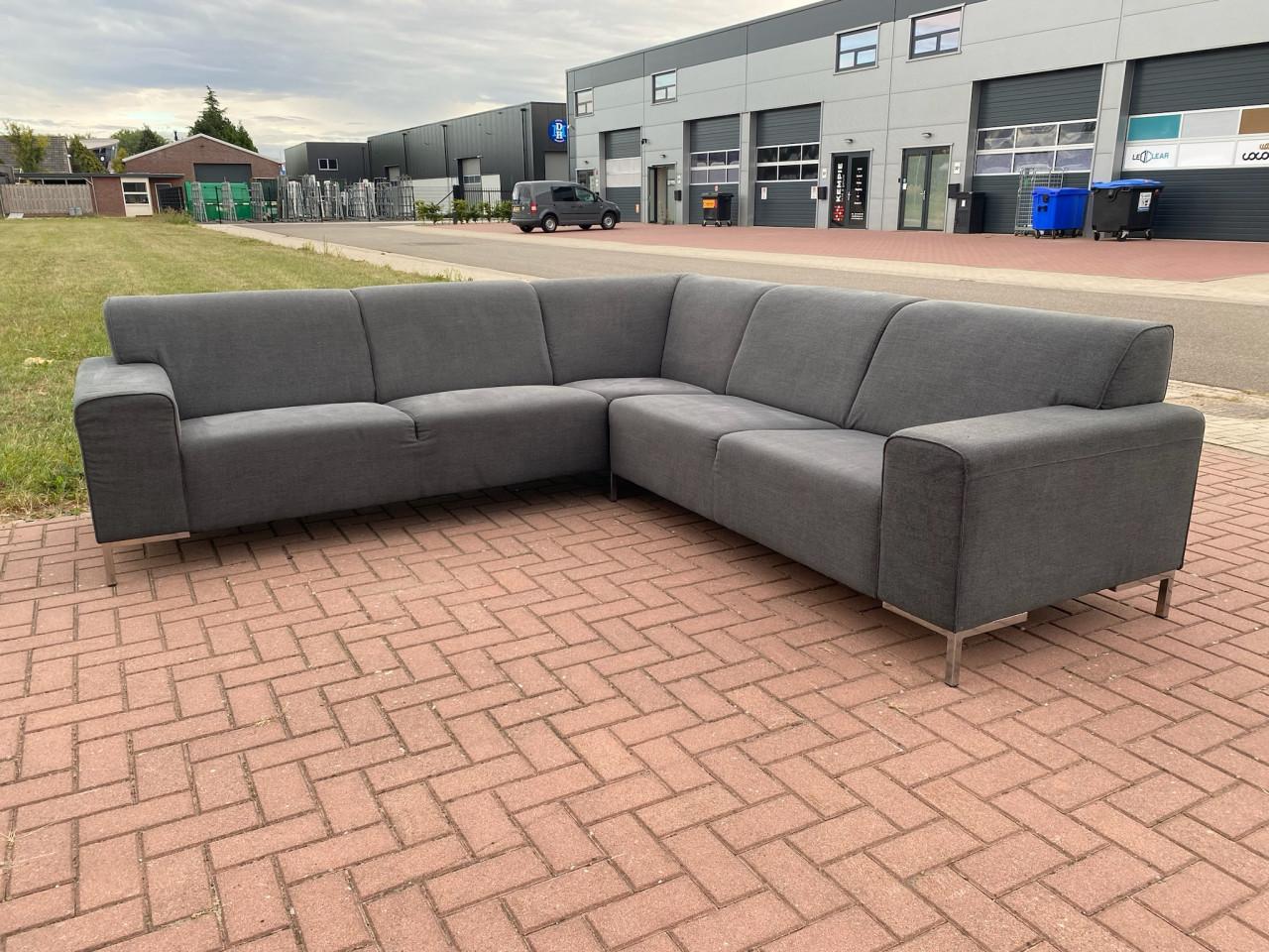 Mooie Grijze Stoffen Hoekbank-Moderne Lounge Zit-Gratis Levering