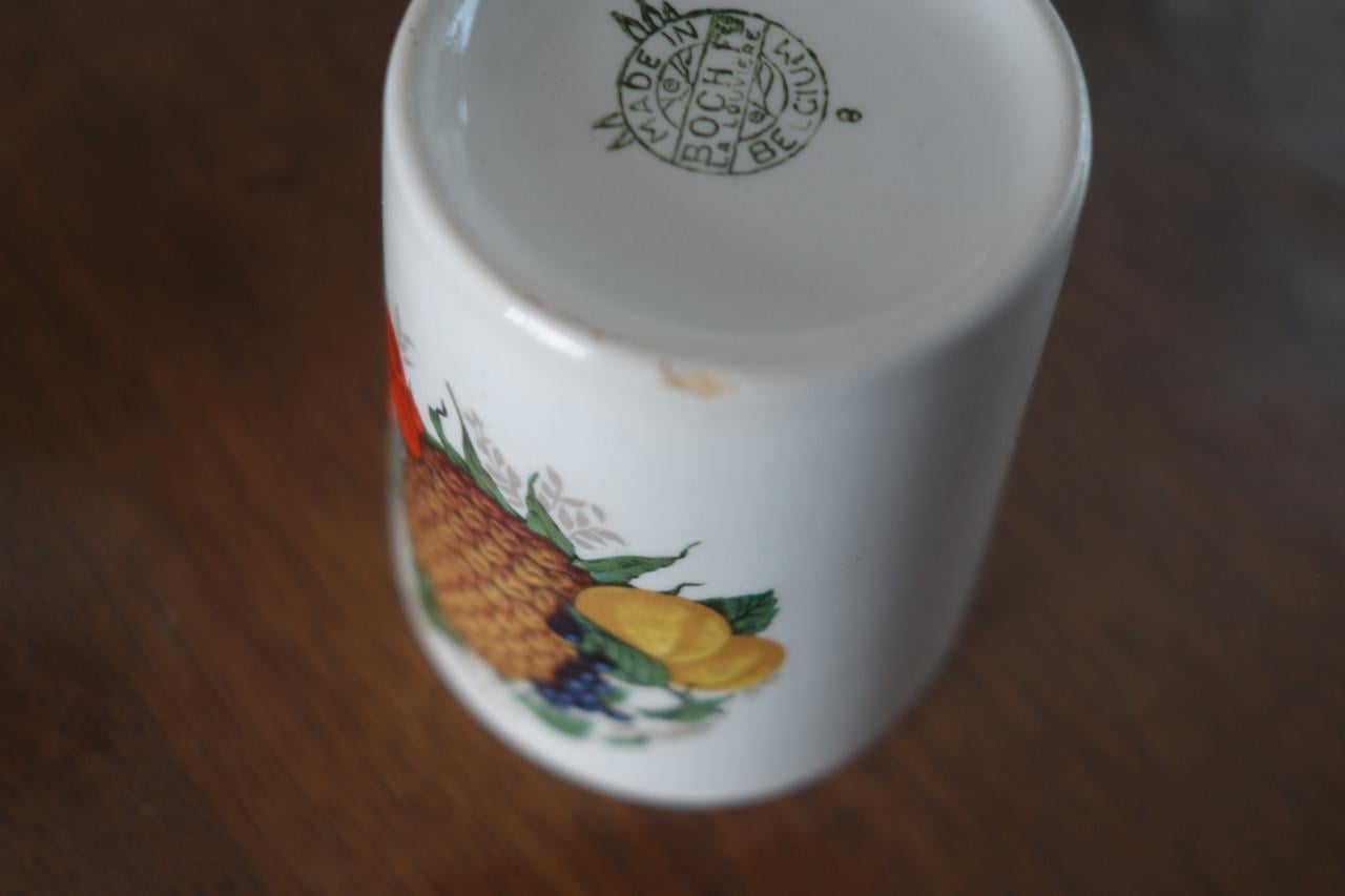 Vintage ceramique Juice kan + 6 bekers Boch Keramis La Louvière
