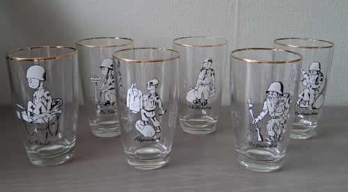Vintage Defensie Glazen, 6 x