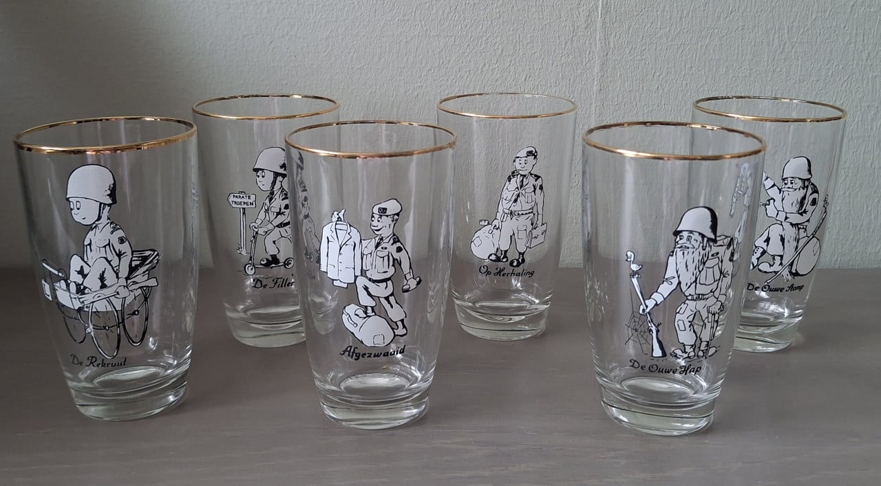 Vintage Defensie Glazen, 6 x