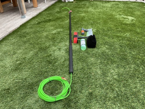 High-Clean was set, aluminium telescoopsteel 9 mtr met toebehoren