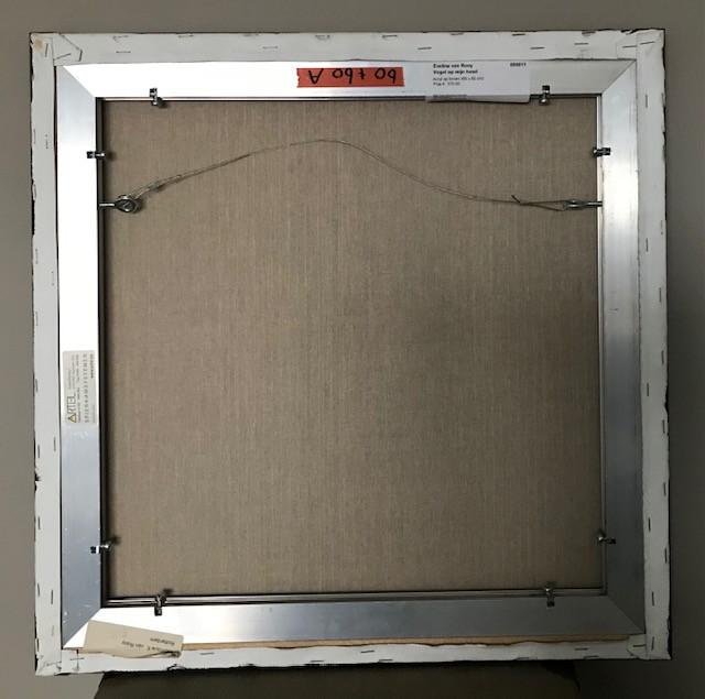 Schilderij "Vogel op mijn hoed" 60 x 60 cm Acryl op linnen