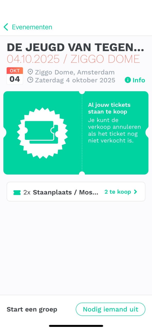 2x staanplaatsen (moshpit) voor de Jeugd van Tegenwoordig - 4 oktober