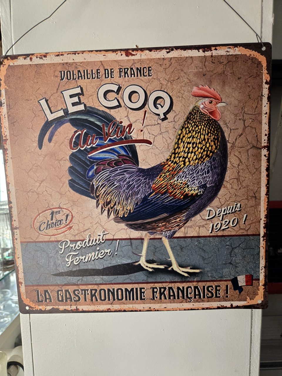 Metalen bord 30 x 30 cm Le Coq La Gastronomie Francaise!