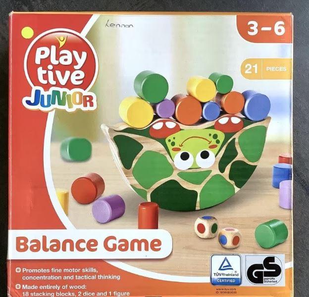 Houten evenwichtspel schildpad