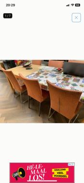 6 stoffen eetkamer stoelen oranje