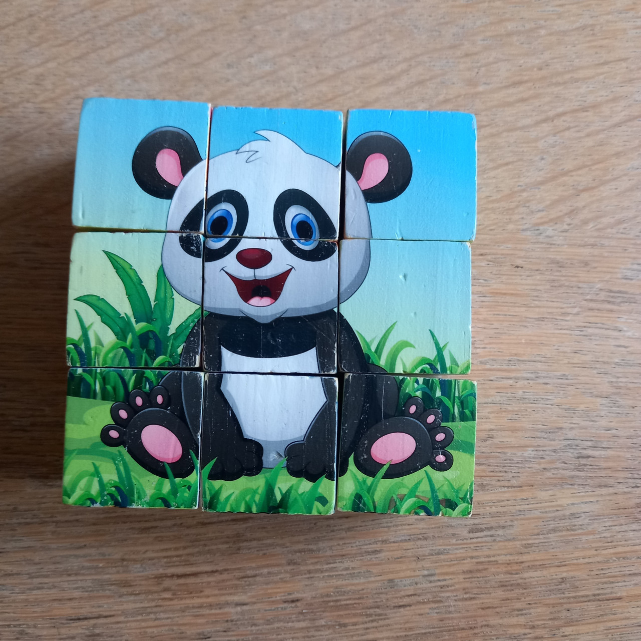 3 blokpuzzels met ieder 6 verschillende afbeeldingen