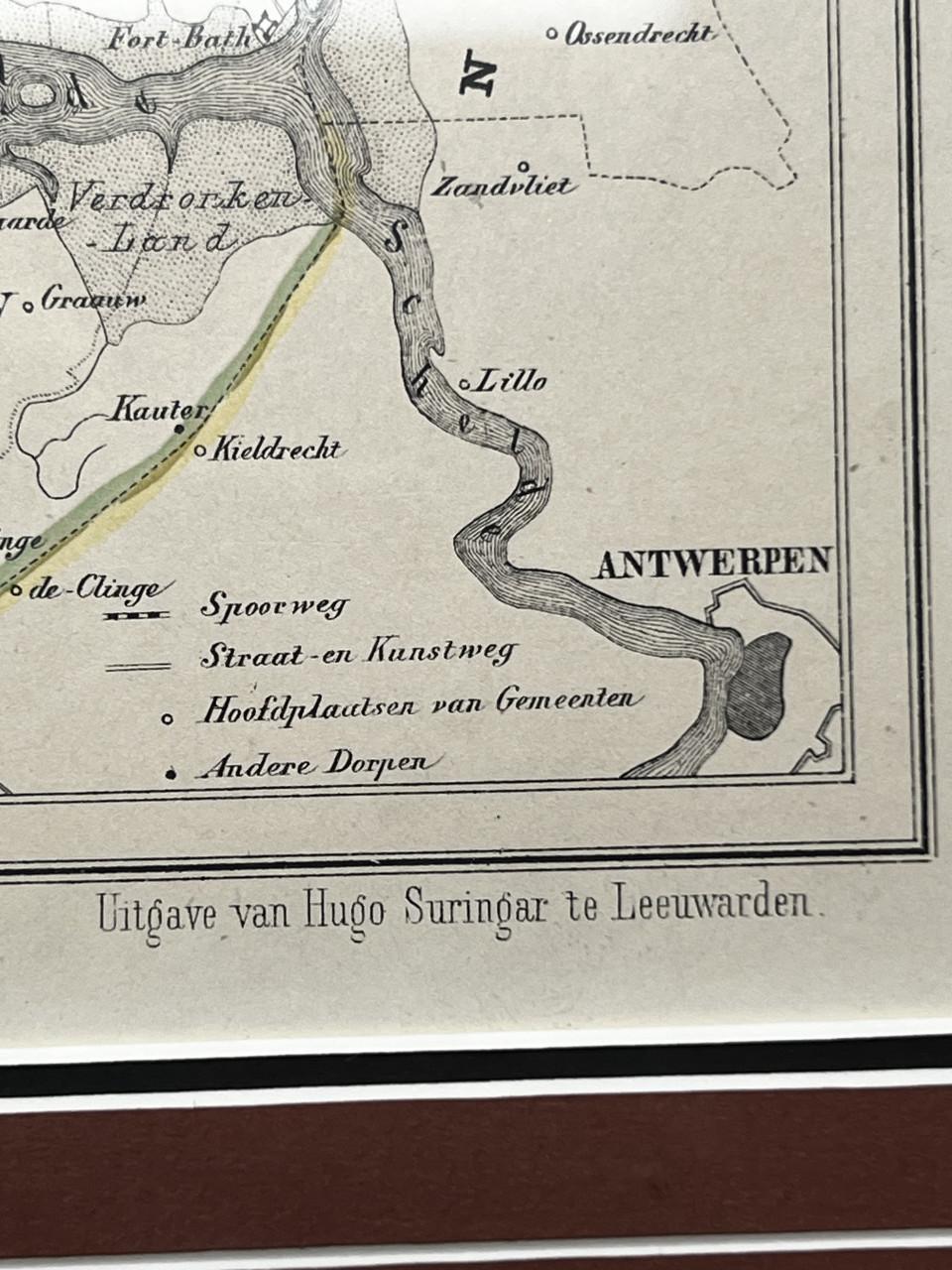 Historische kaart Zeeland, cartografie 1865