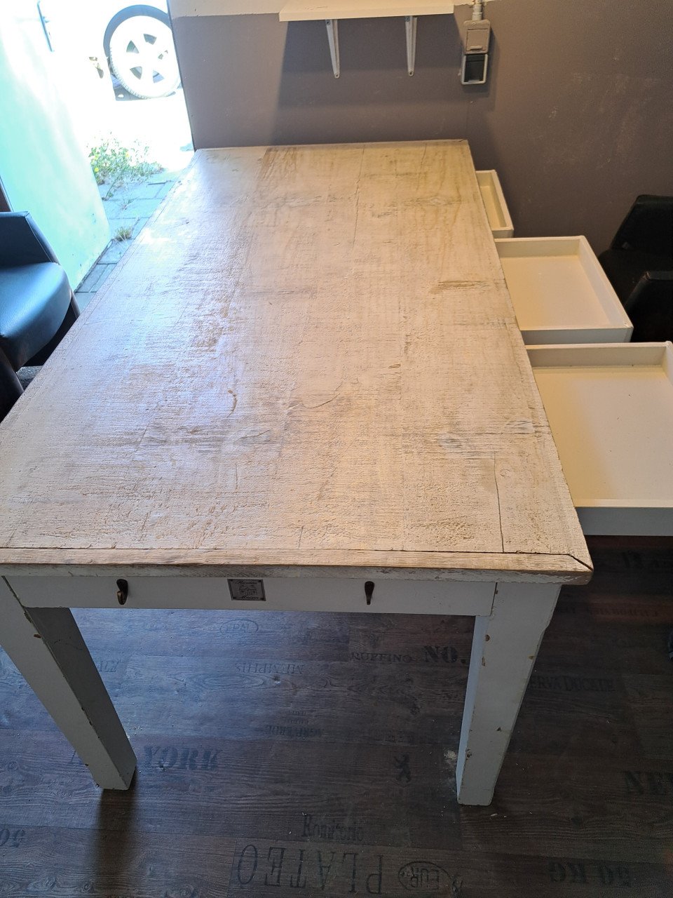 Riviera maison tafel met 6 stoelen van leer