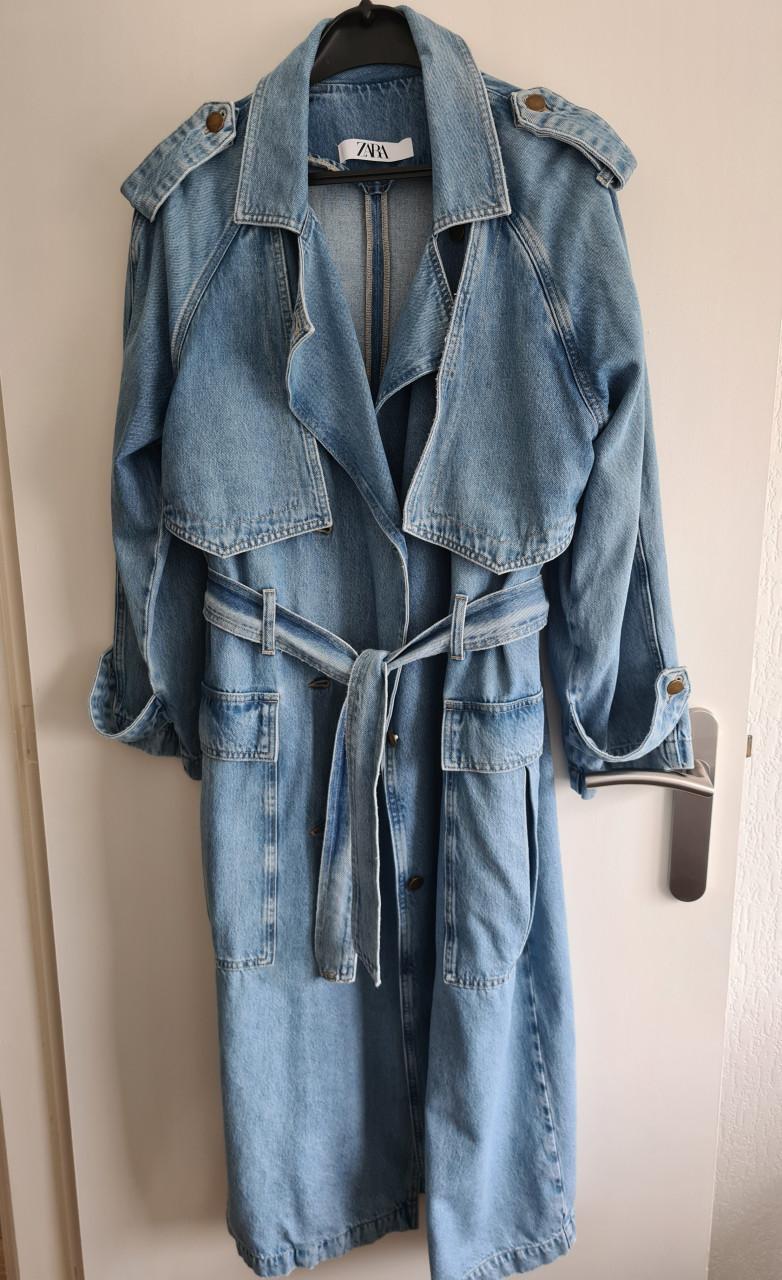 Prachtige Zara Maxi Trenchcoat van Dikke Soepele Spijkerstof L-XL