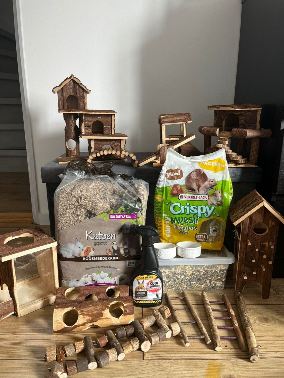 Knaagdierenkooi, accessoires & voeding/bodembedekking