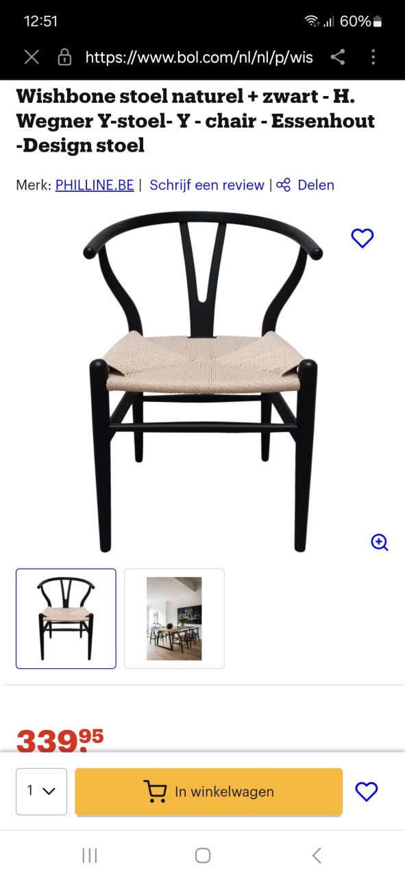 Whisbone design eetkamerstoelen 4x