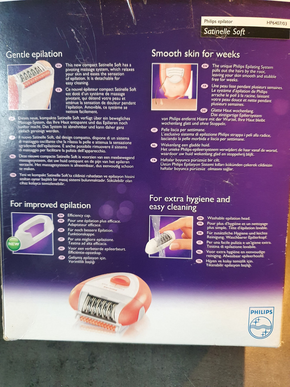 Zgan mooie complete Philips Satinelle Soft Epileerapparaat