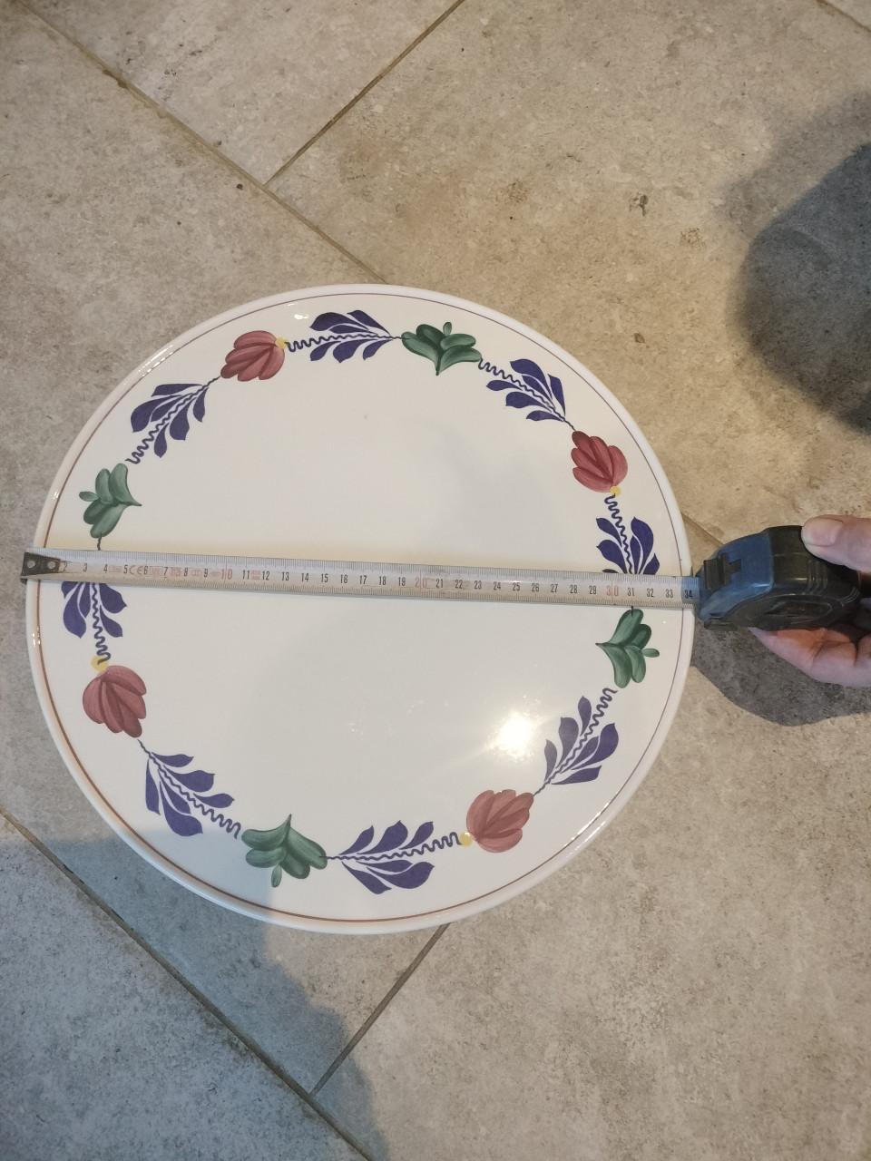 Boerenbont taartschaal op voet