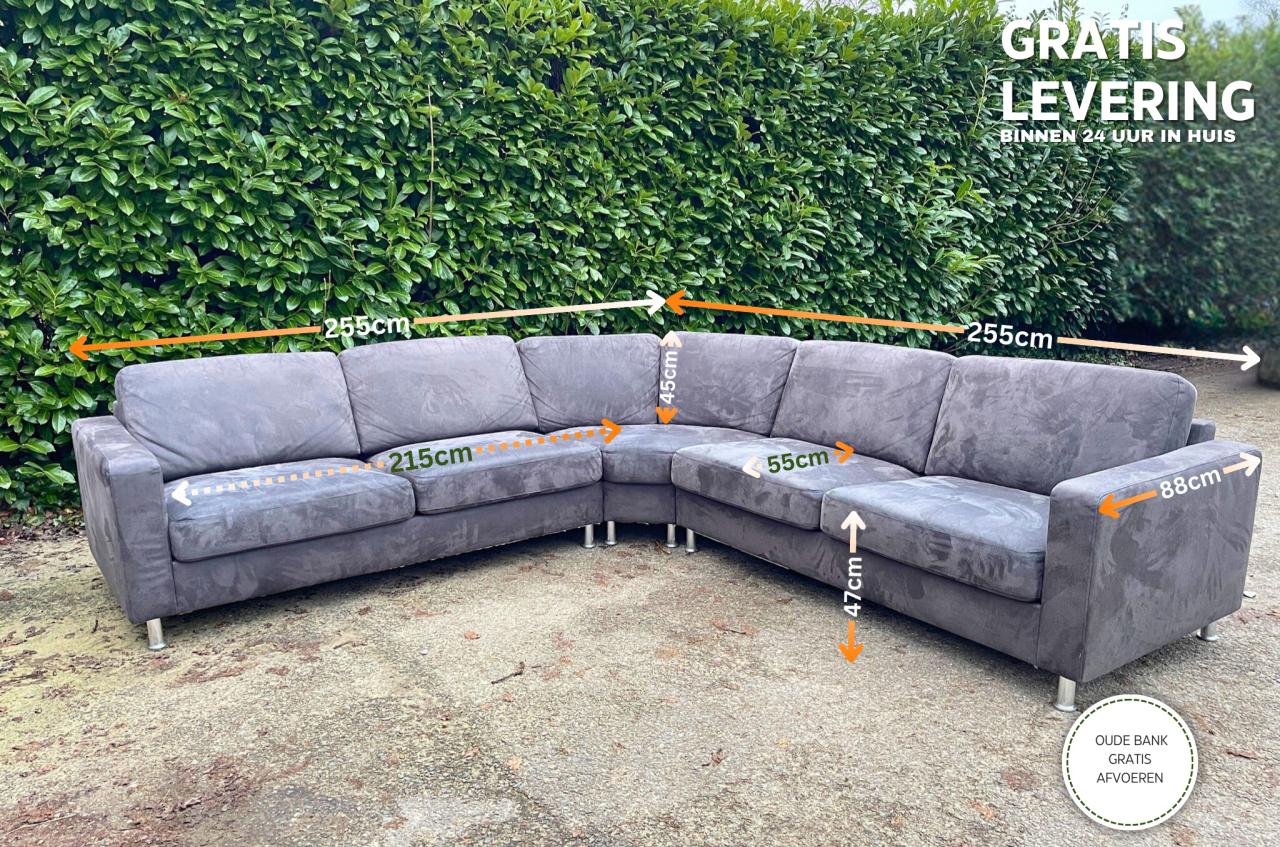 Grote Antraciet Hoekbank-Ruime Lounge Zit-Gratis Levering