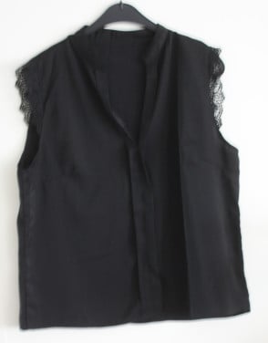 Zwarte blouse shirt kanten mouw maat xl
