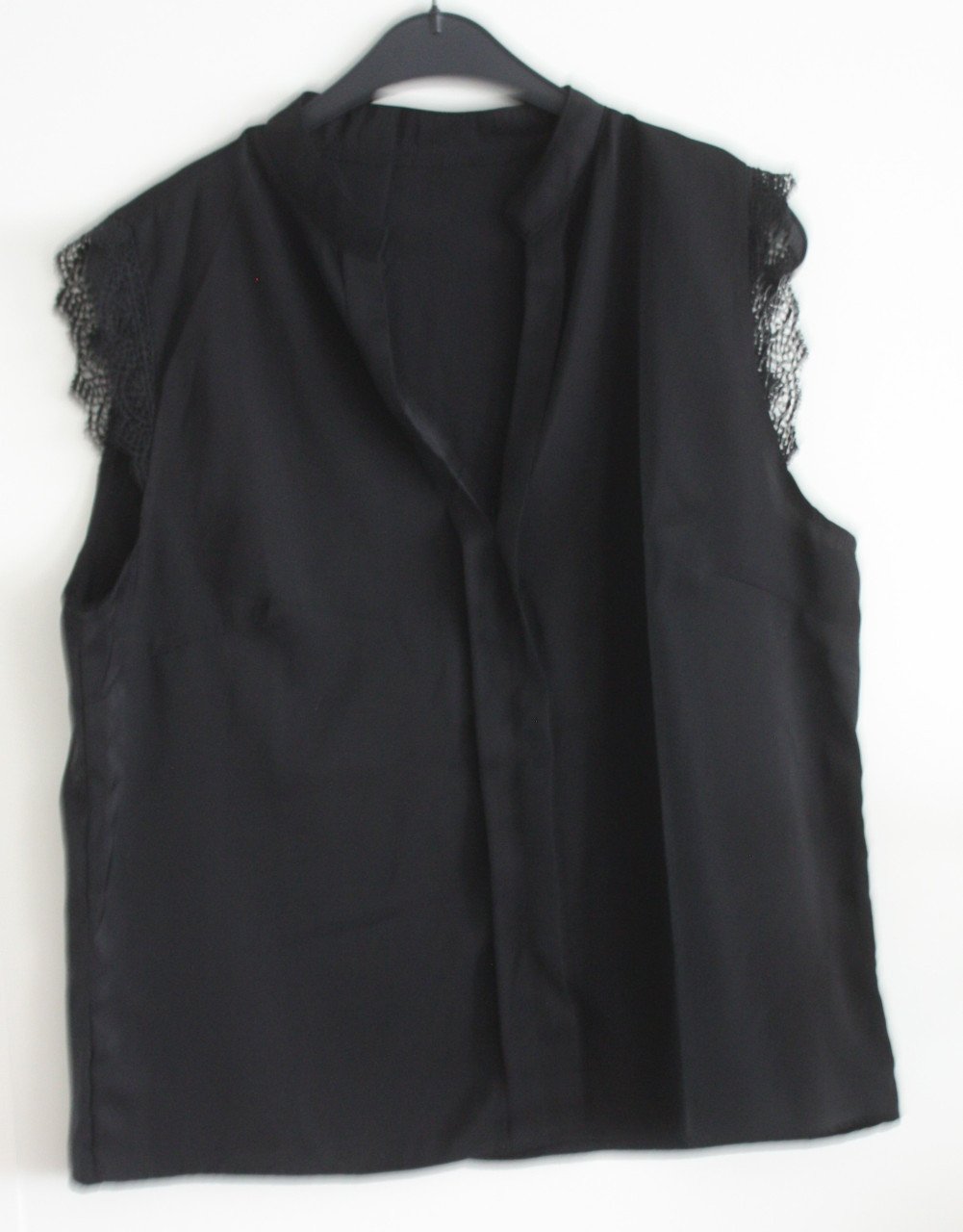 Zwarte blouse shirt kanten mouw maat xl
