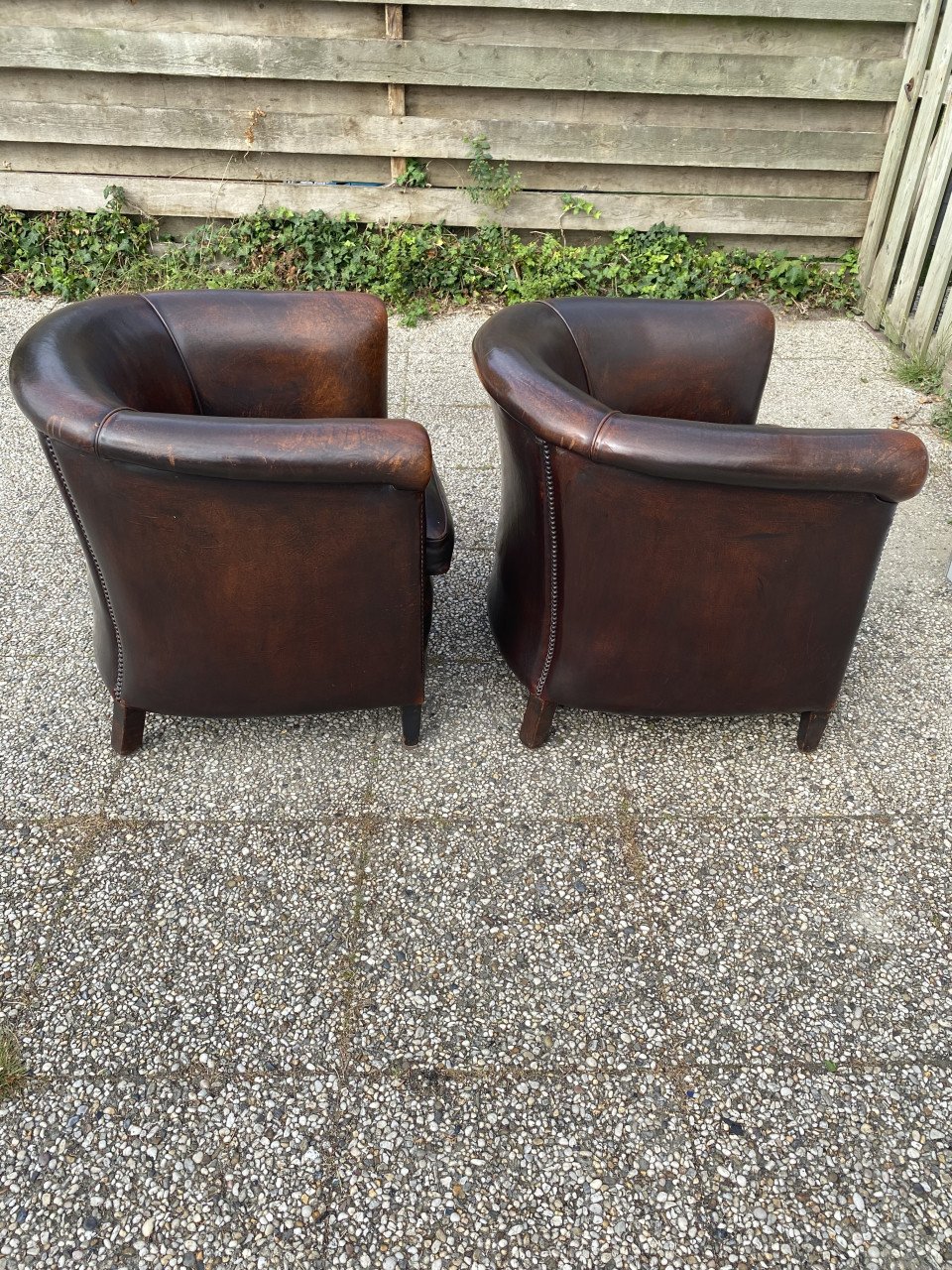 Bendic set 2 clubchairs schapenleren fauteuils
