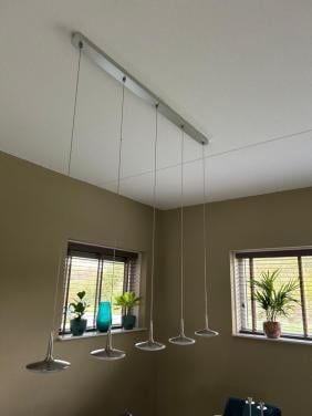 LED hanglamp eettafel rvs en glas