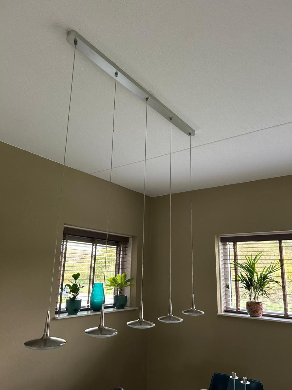 LED hanglamp eettafel rvs en glas