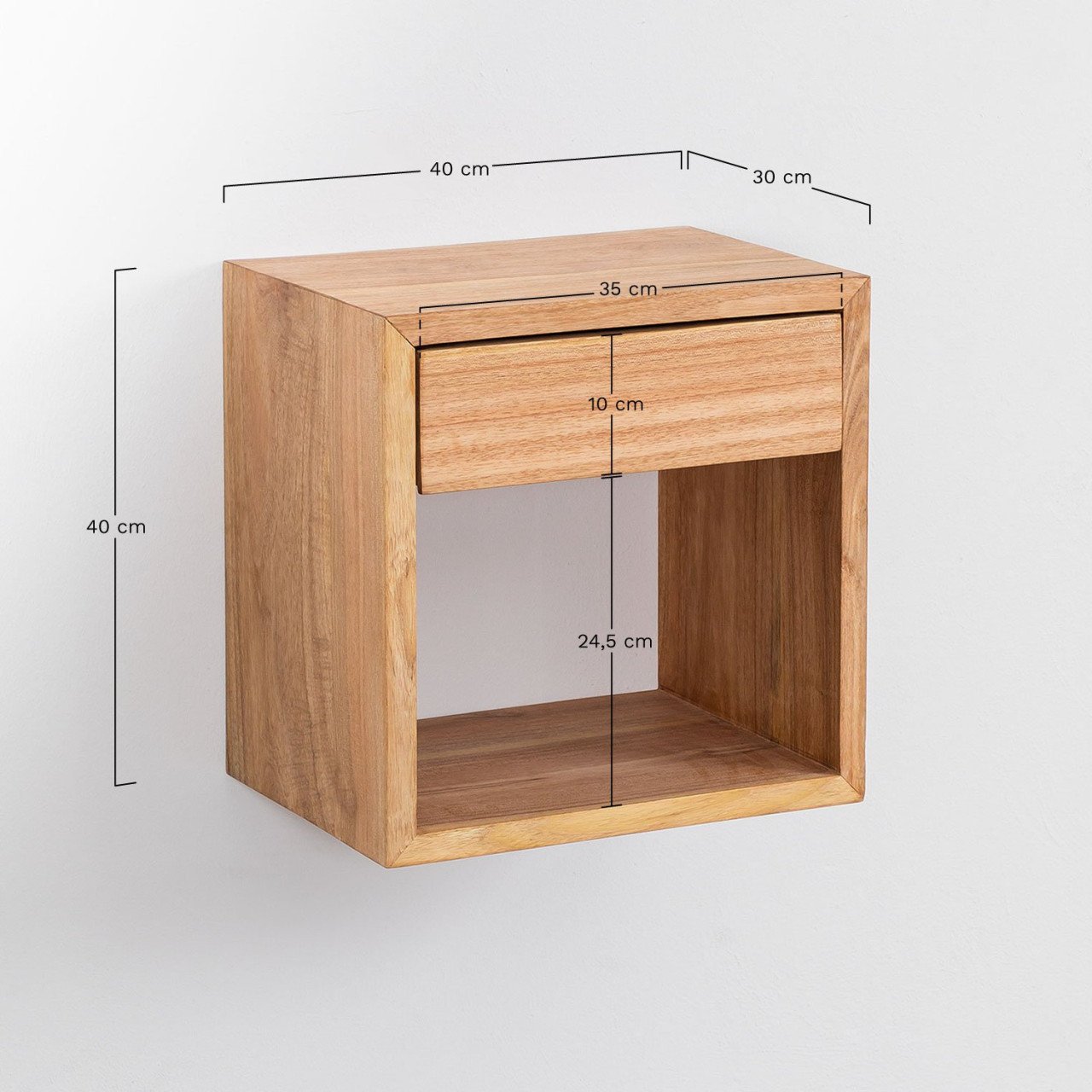 Houten nachtkastjes zwevend