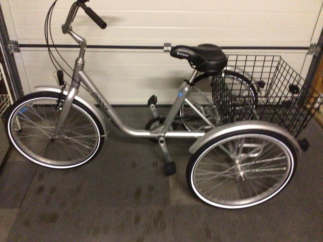 Popal 3 wielfiets met mandje, remmen aangepast