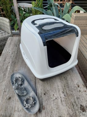 Grote kattenbak zonder luikje zwart/wit