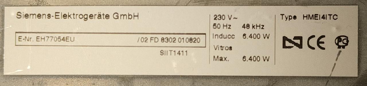 Siemens EH77054EU inductiekookplaat