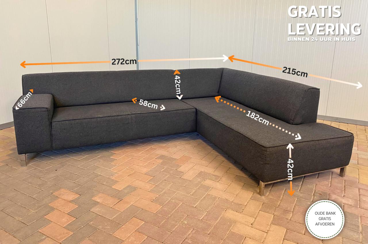 Montèl Donkergrijze Hoekbank-Ruime Zitplaatsen-Gratis Levering