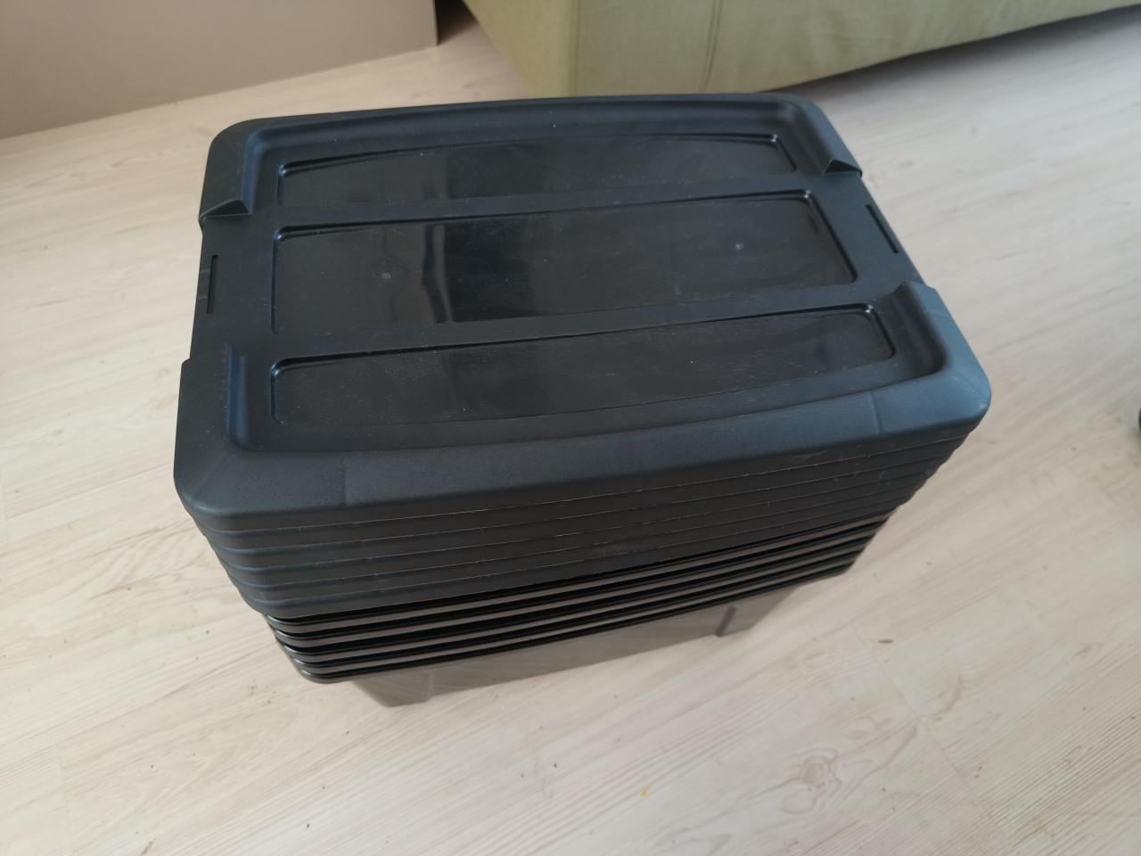 Iris opbergbox 15 liter, zwart, 8 stuks