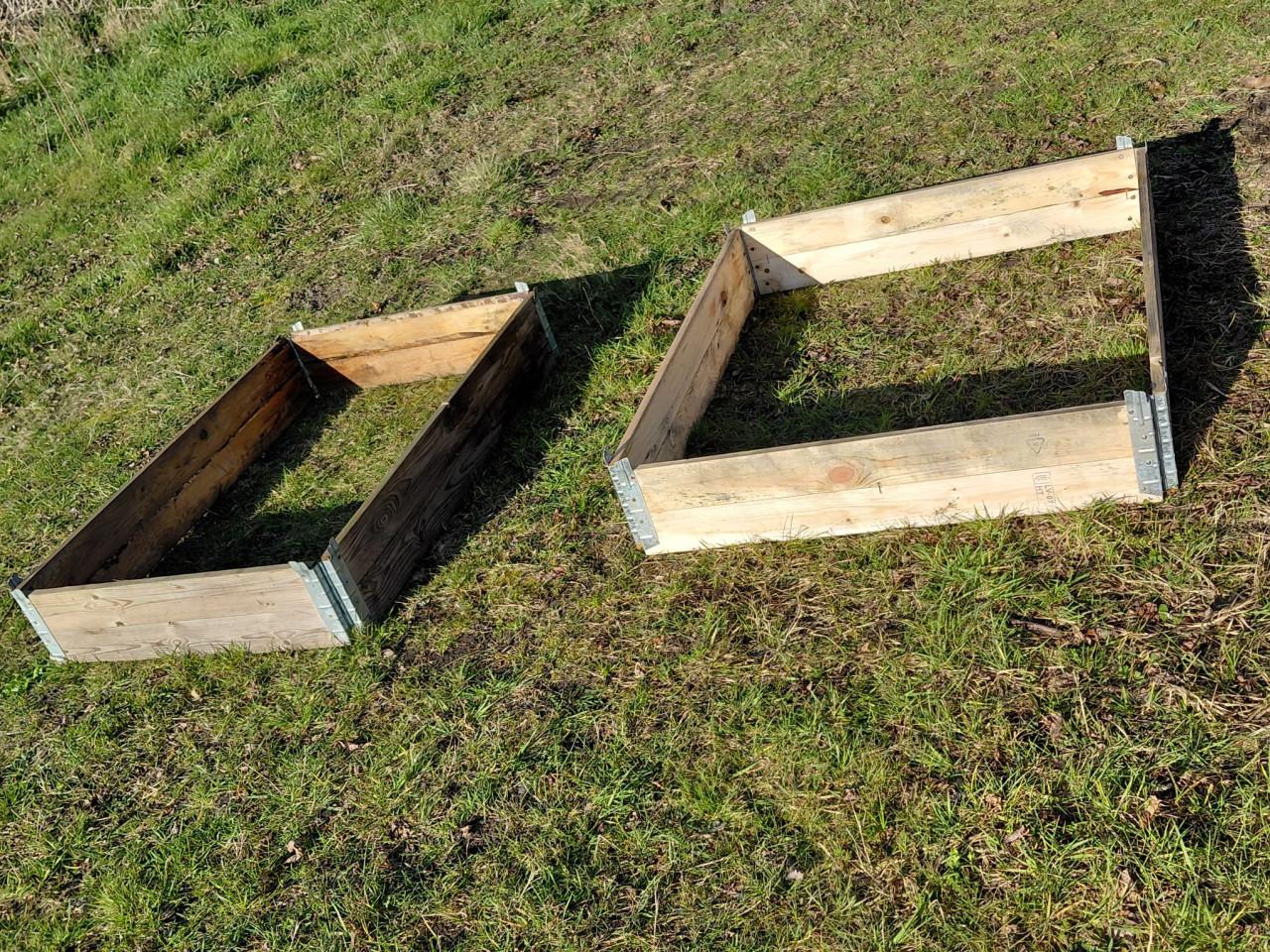 Ongebruikte palletranden voor moestuin